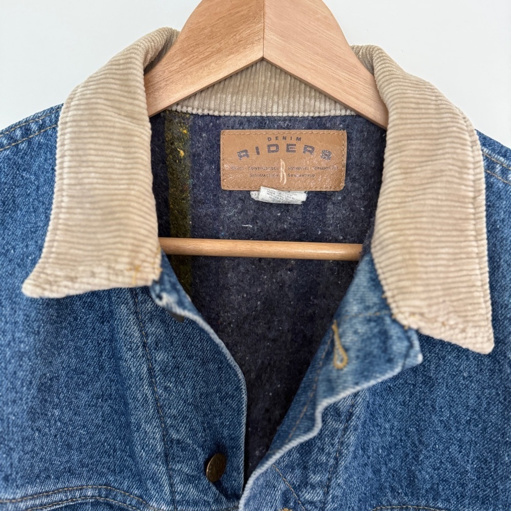 Riders by Lee Blue Denim Jacket with Tan Corduroy Collar size Large - Picture 4 of 14